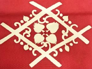 アンティーク　塩瀬菱に葉模様名古屋帯